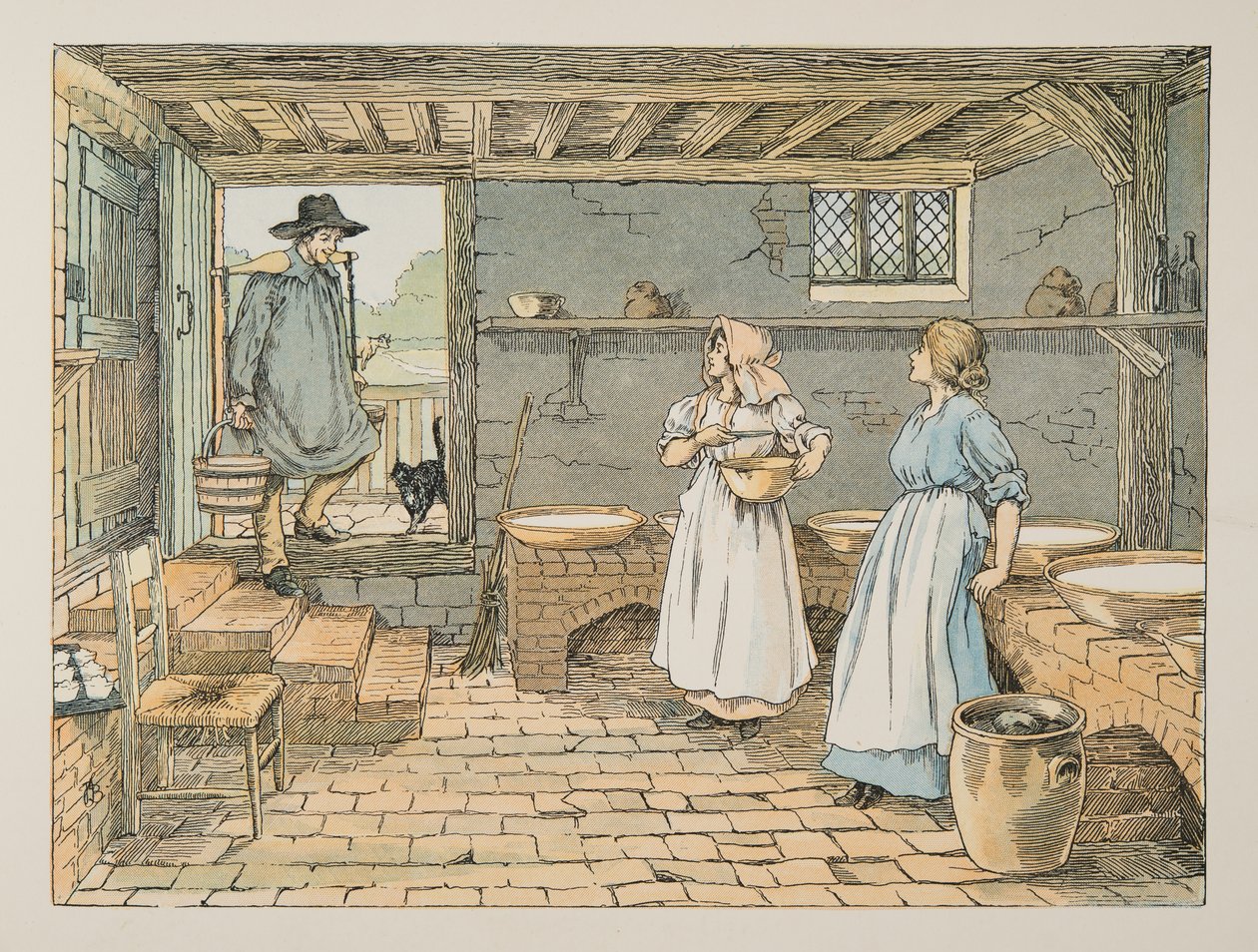 Le laitier, tiré de Four and Twenty Toilers, pub. 1900 (lithographie couleur) - Francis Donkin Bedford