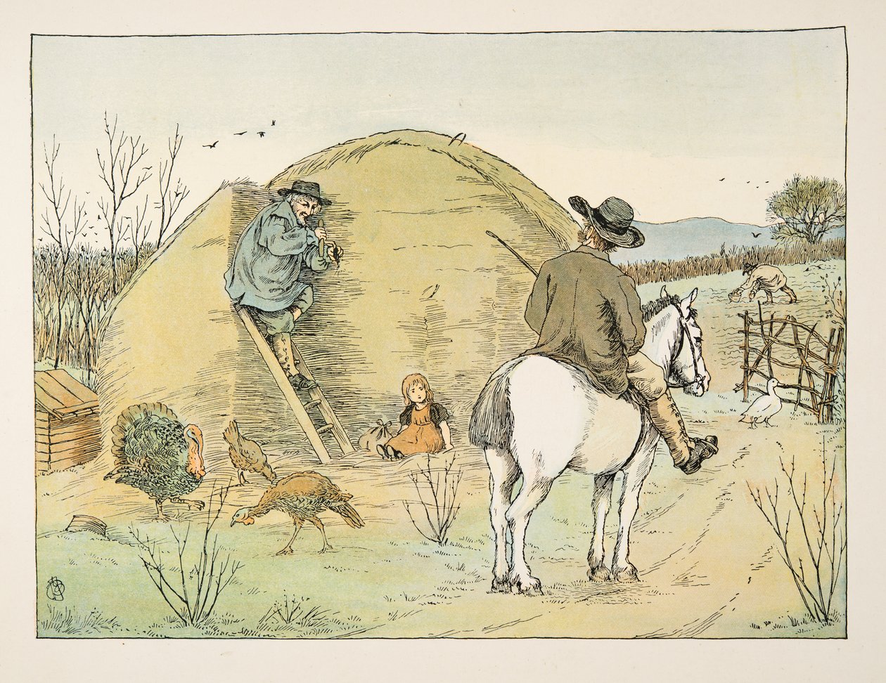 Le fermier, tiré de Four and Twenty Toilers, pub. 1900 (lithographie couleur) - Francis Donkin Bedford