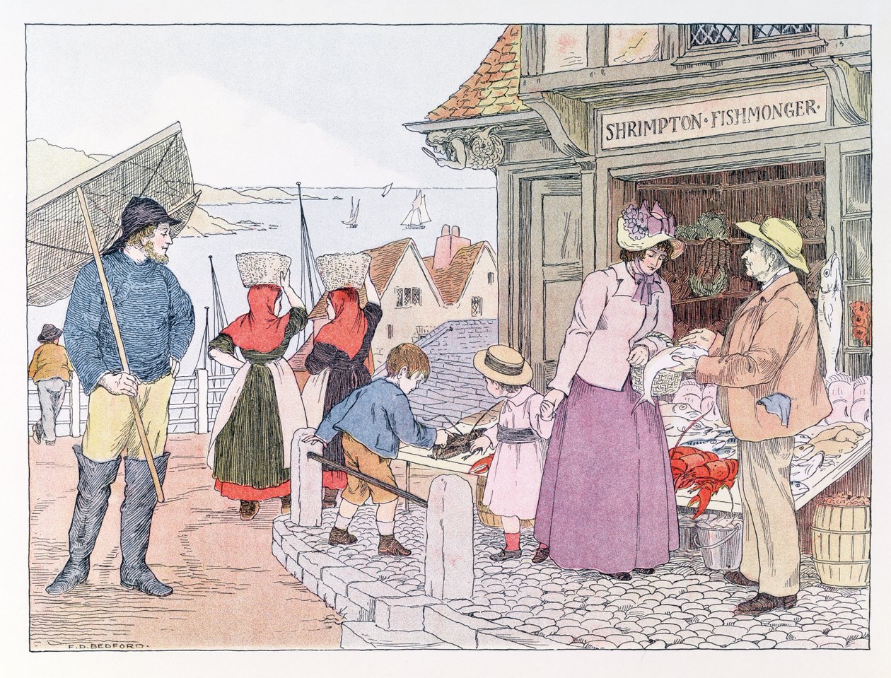 Le poissonnier, extrait de "The Book of Shops" (Le livre des magasins) - Francis Donkin Bedford