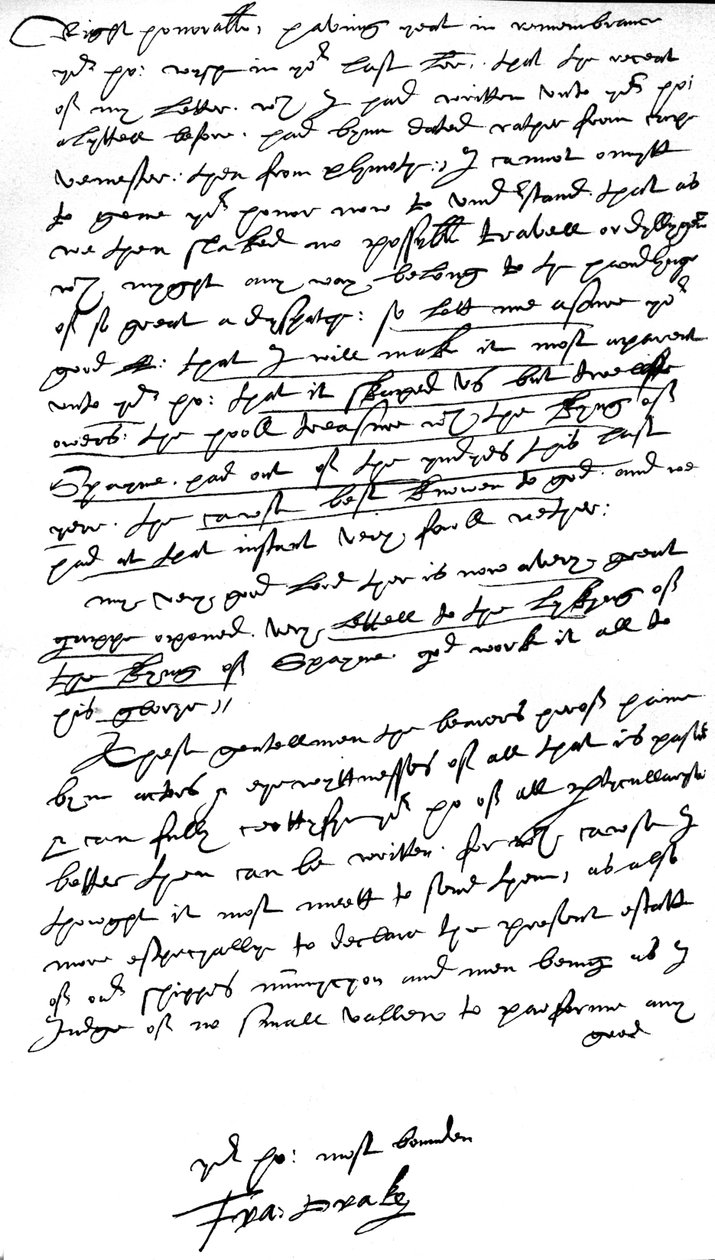 Lettre à William Cecil, Lord Burghley, Lord Grand Trésorier, écrite à bord de son navire amiral, 