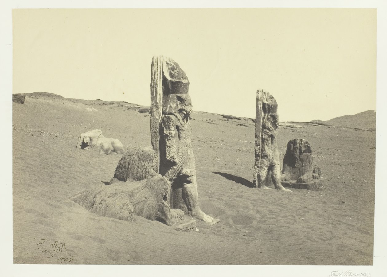 Colosses et Sphinx à Wady Saboua, Nubie, 1857 - Francis Frith
