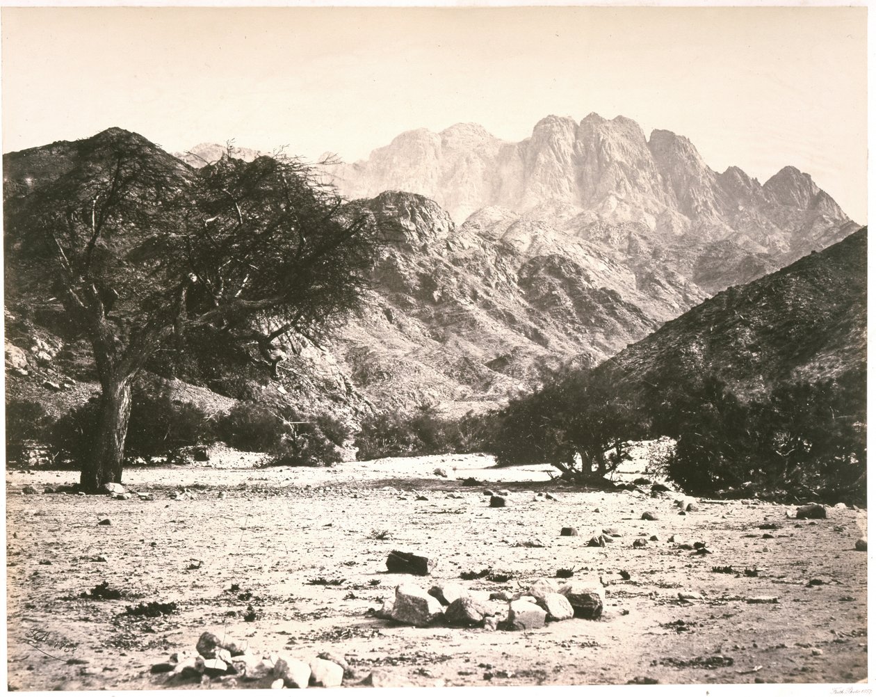 Mont Serbal, depuis le Wadée Feyrán - Francis Frith