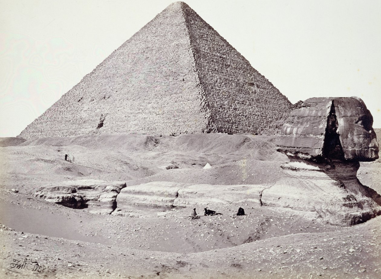 La Grande Pyramide, avec le Sphinx au premier plan, El-Geezah - Francis Frith