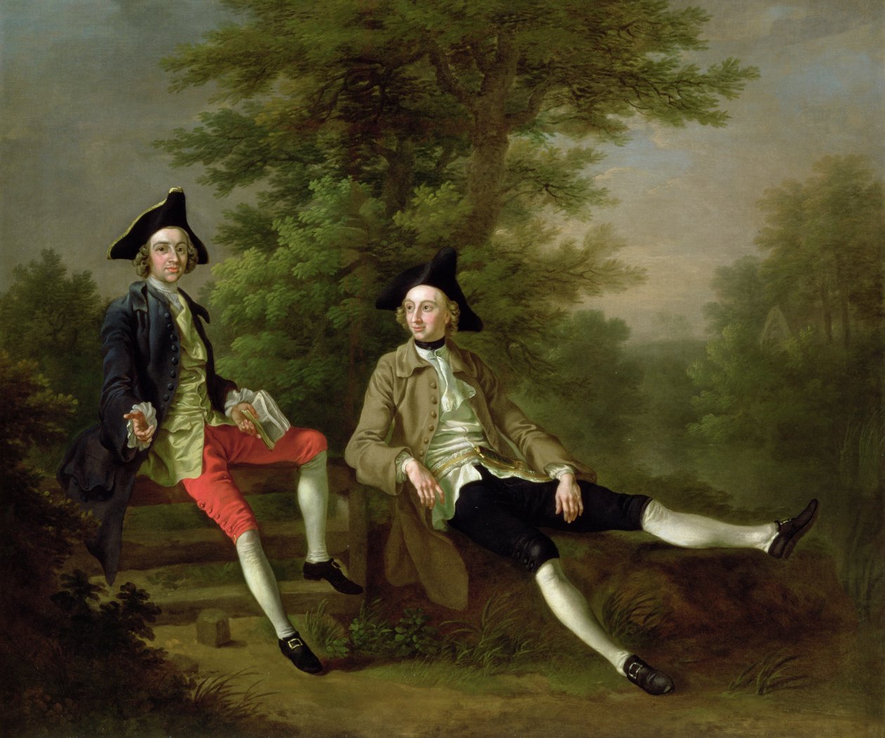 Portrait de David Garrick (1717-79) (à gauche) et William Windham de Felbrigg (1717-61) (à droite) vers 1745 - Francis Hayman