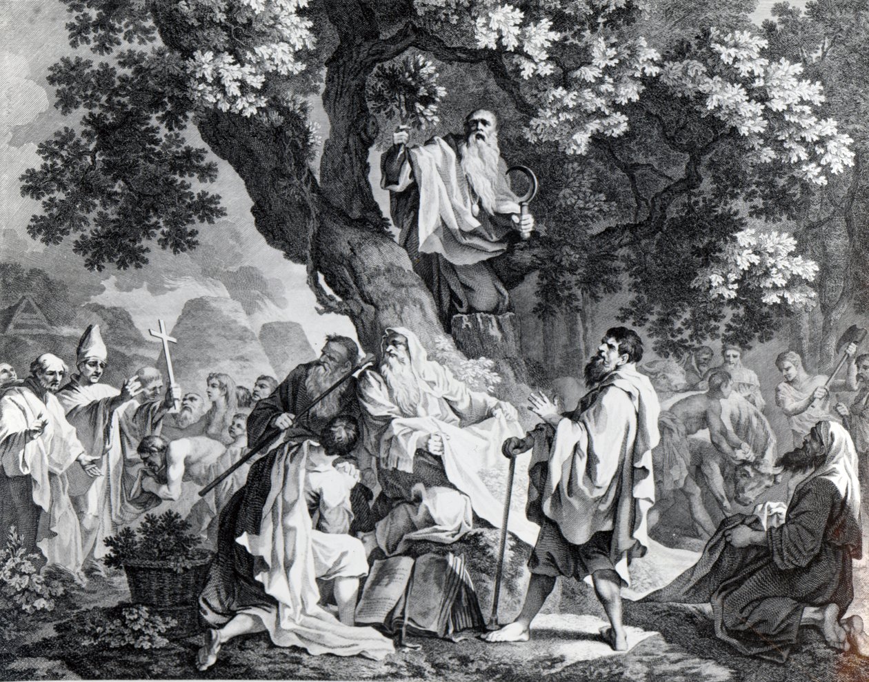 Les druides, ou la conversion des Bretons au christianisme, gravé par Simon François Ravenet, imprimé en 1778 - Francis Hayman