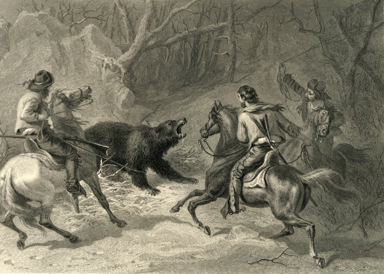 Californiens natifs lassant un ours, 1874 - Francis Holl