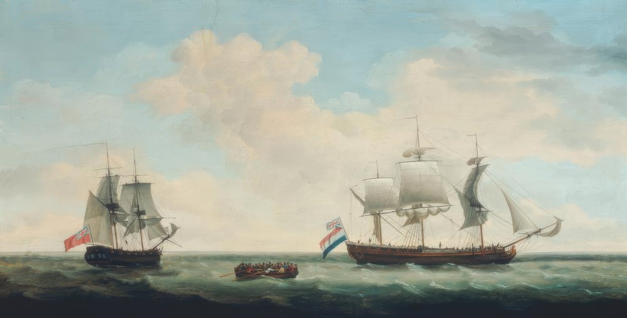 Un trois-mâts et une frégate en mer ouverte - Francis Holman
