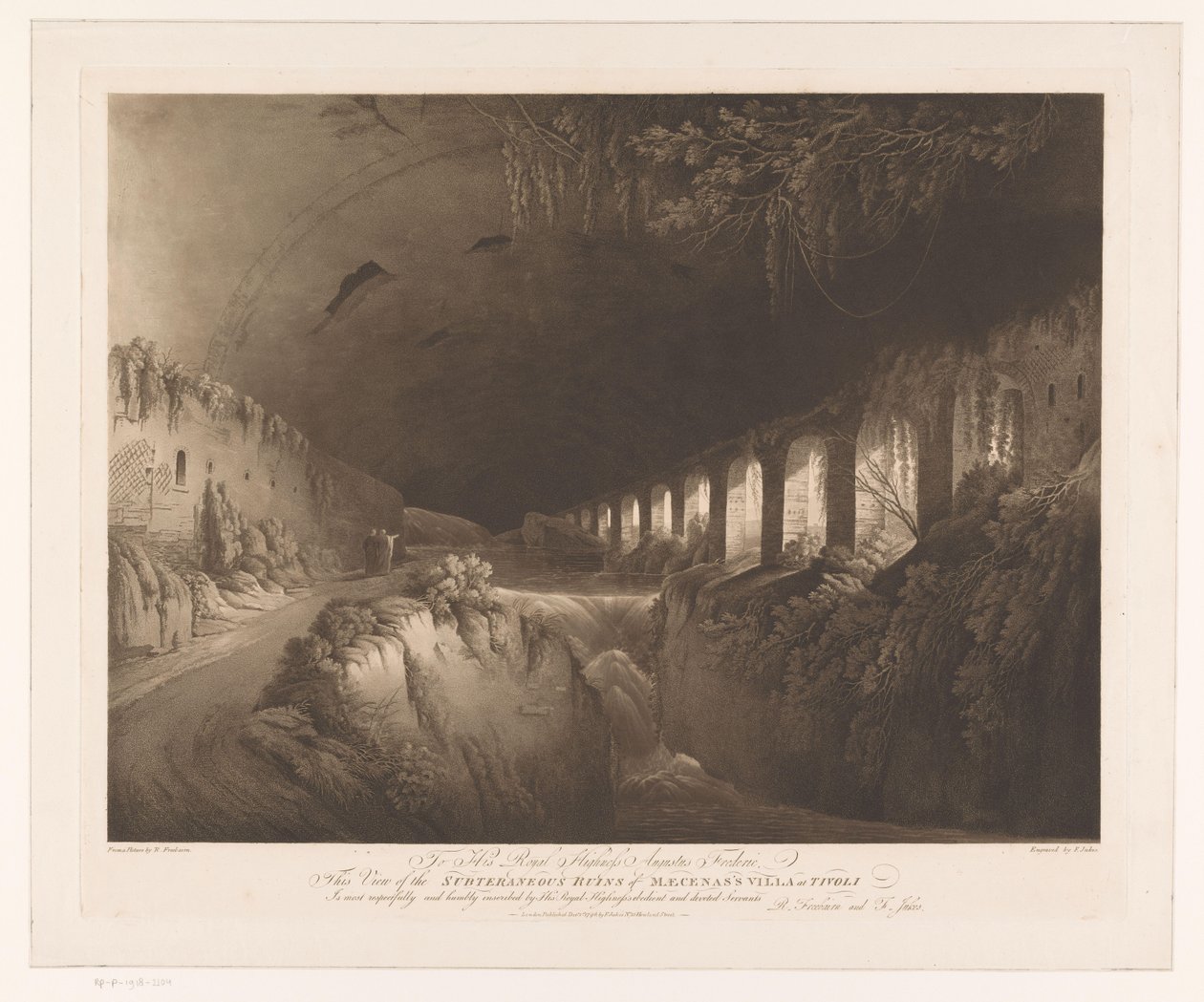 Vue des ruines souterraines de la Villa de Mécène à Tivoli - Francis Jukes