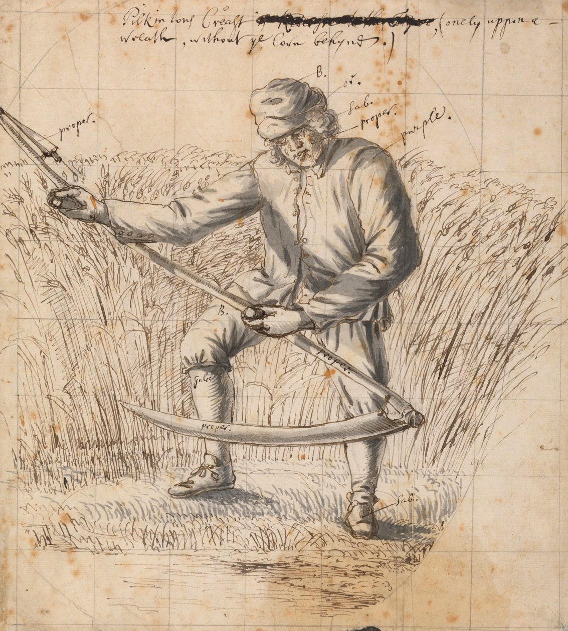 Étude pour le blason Pilkington, un faucheur avec une faux - Francis Place