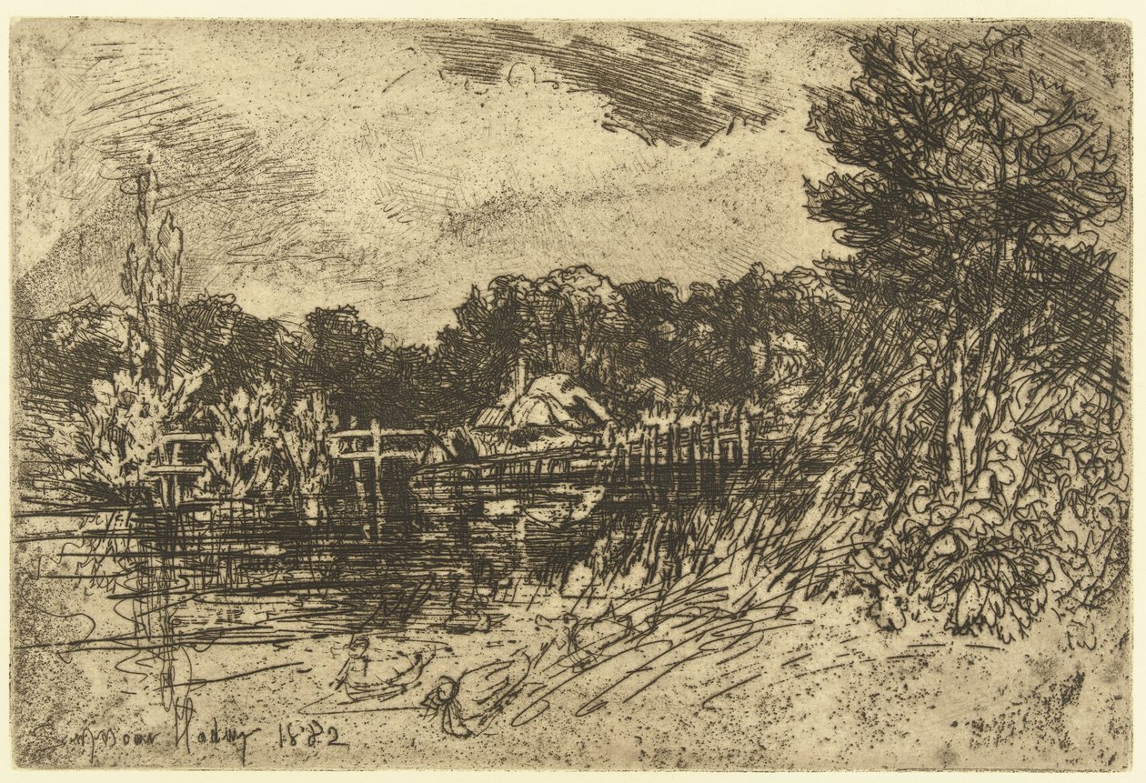 La rivière Test à Longparish - Francis Seymour Haden (Sir) (signed by artist)