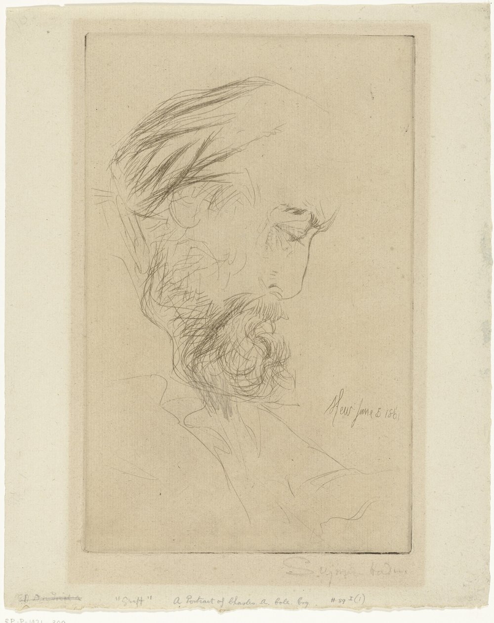 Portrait de Charles Cole - Francis Seymour Haden (Sir) (signed by artist)