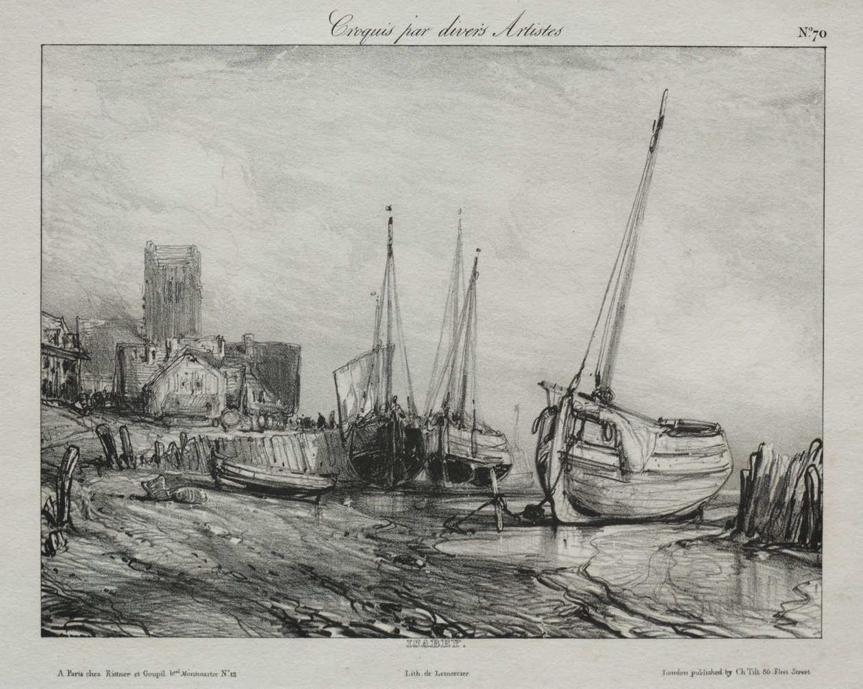 Bateaux de pêche le long de la plage - Francis Seymour Haden