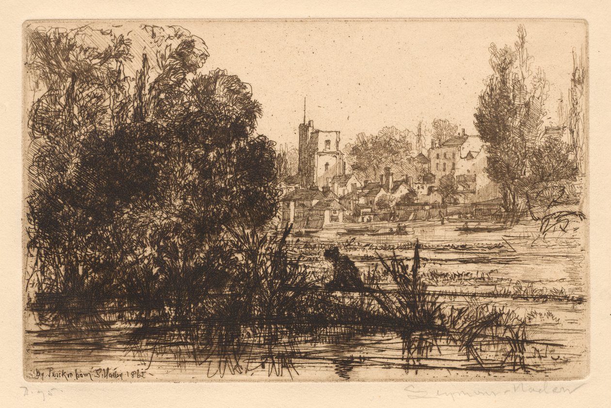Hamertons Portfolio III : Église de Twickenham, 1865-72 publié en 1872 - Francis Seymour Haden