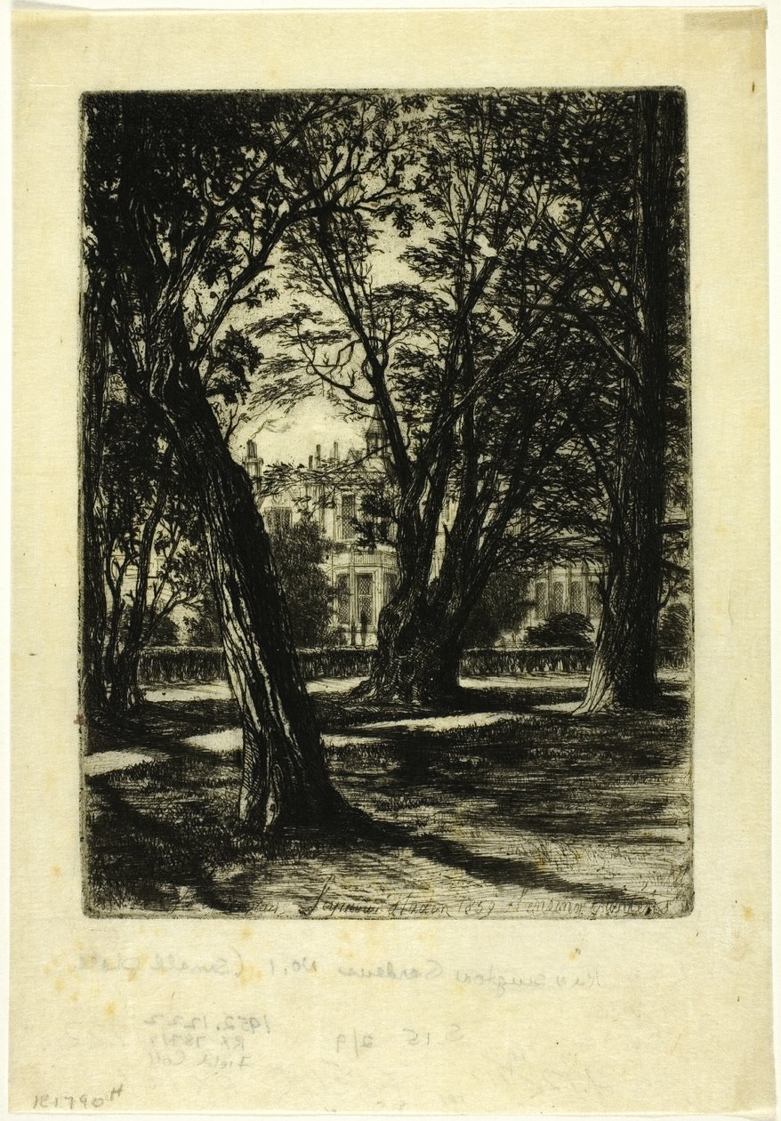Jardins de Kensington, No. I (petite plaque) - Francis Seymour Haden
