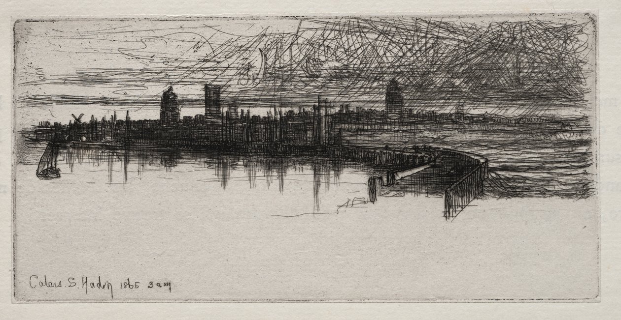 Petit quai de Calais, 1865, 3h du matin - Francis Seymour Haden