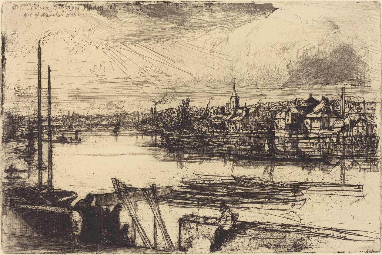 Vieux Chelsea, depuis la fenêtre de Whistler (Battersea Reach) - Francis Seymour Haden