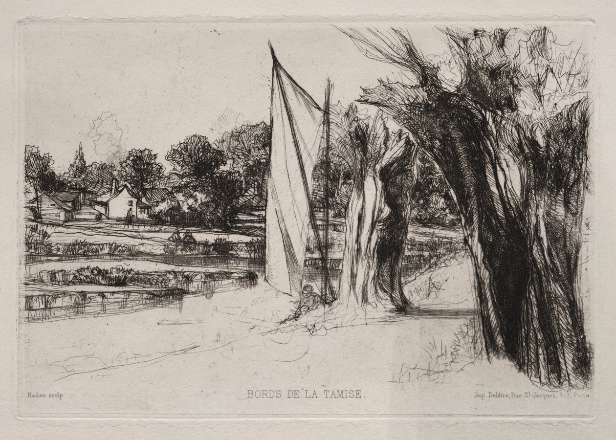 Thames Ditton - Avec une voile, 1864 - Francis Seymour Haden