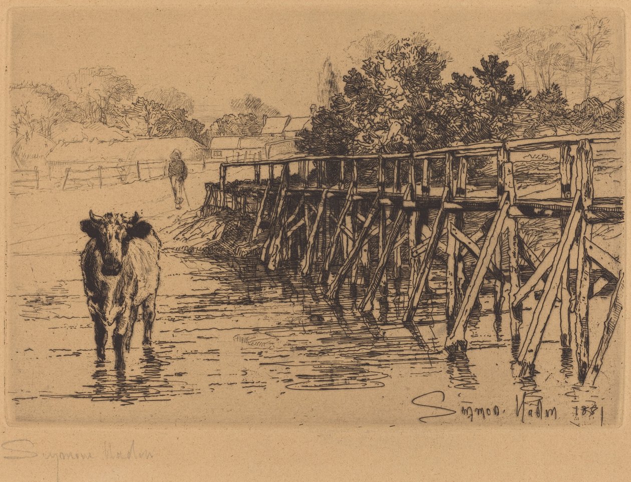 Le gué du village - Francis Seymour Haden