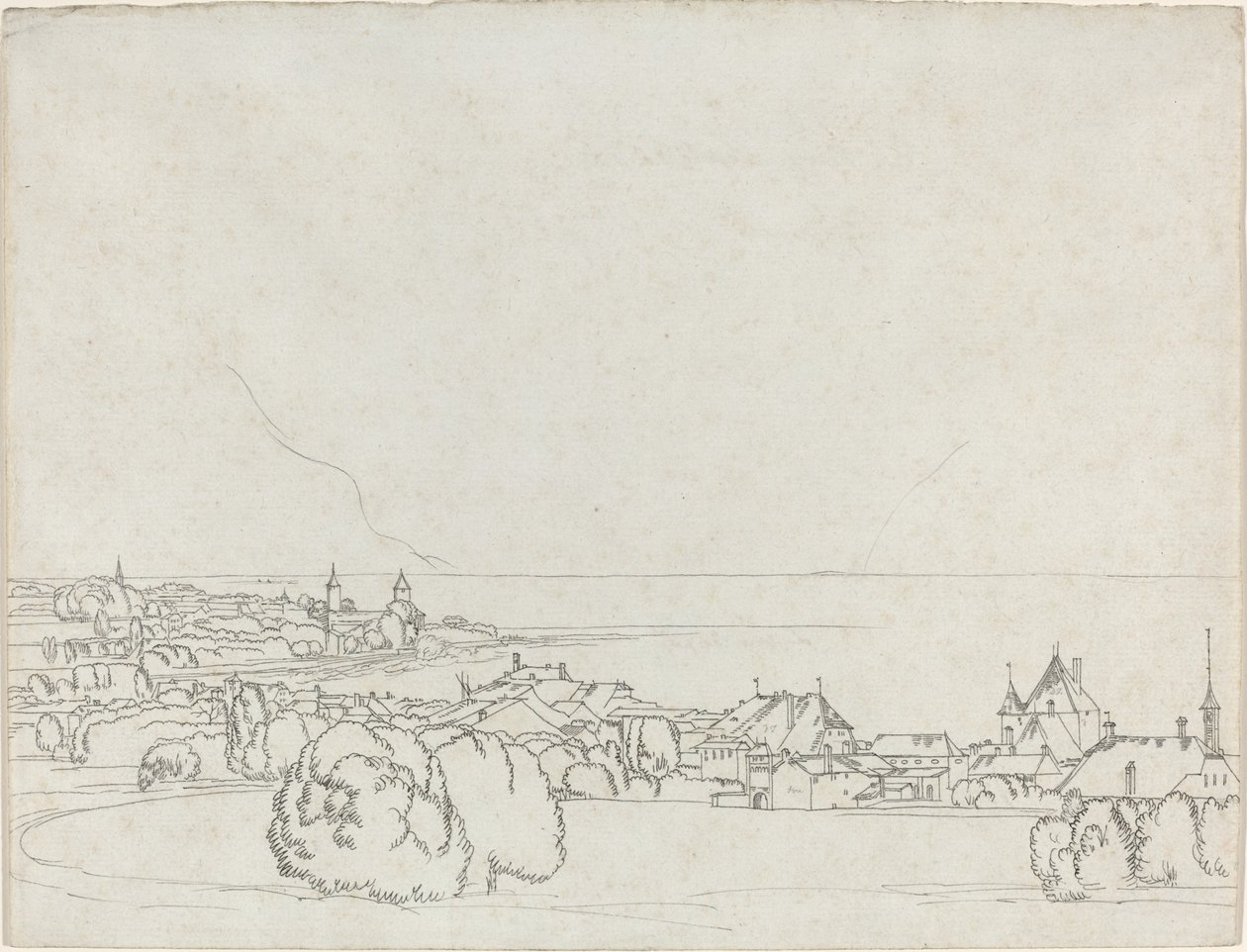 Vue de Vevey avec La Tour de Peilz au loin - Francis Towne