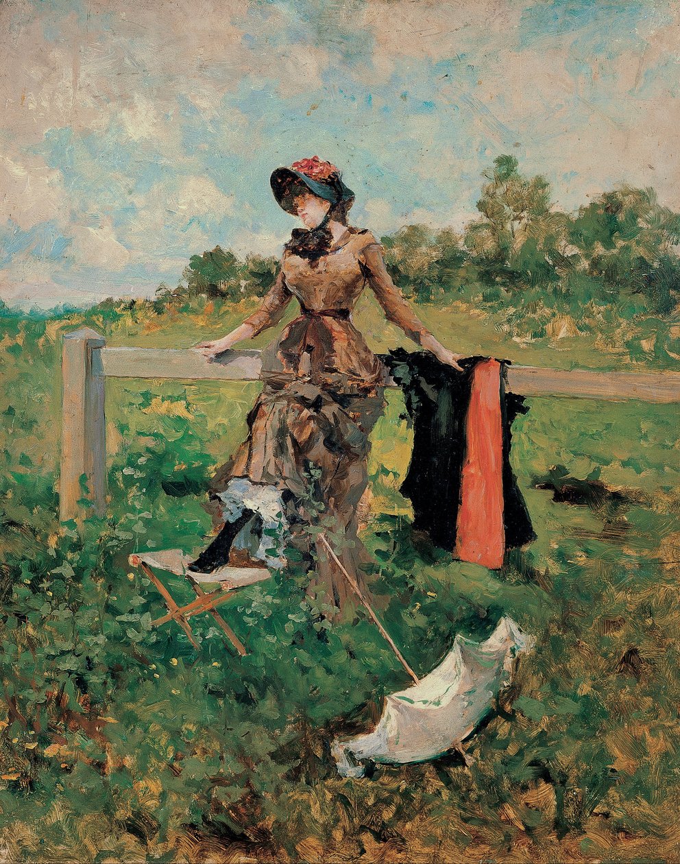 Dame avec un parasol - Francesc Miralles
