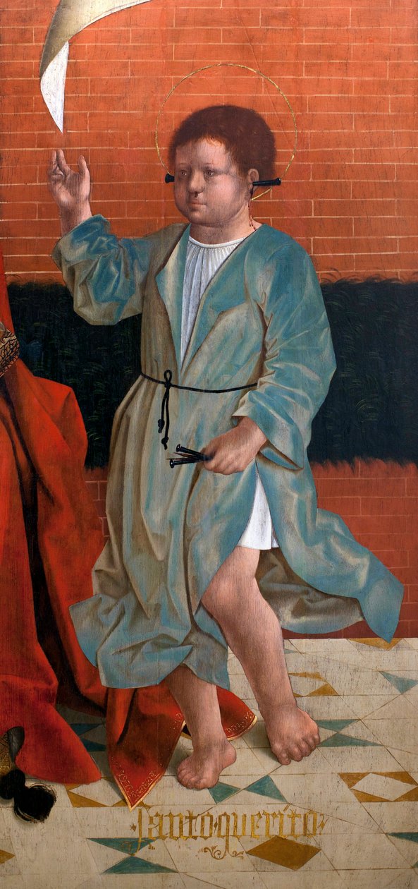 Saint Cyr (détail) de Notre-Dame de Grâce, Sainte Juliette et Saint Cyr, peinture de Francisco Henriques (peintre flamand actif entre 1506 et 1518), vers 1508-1512, de la chapelle latérale de Saint François d