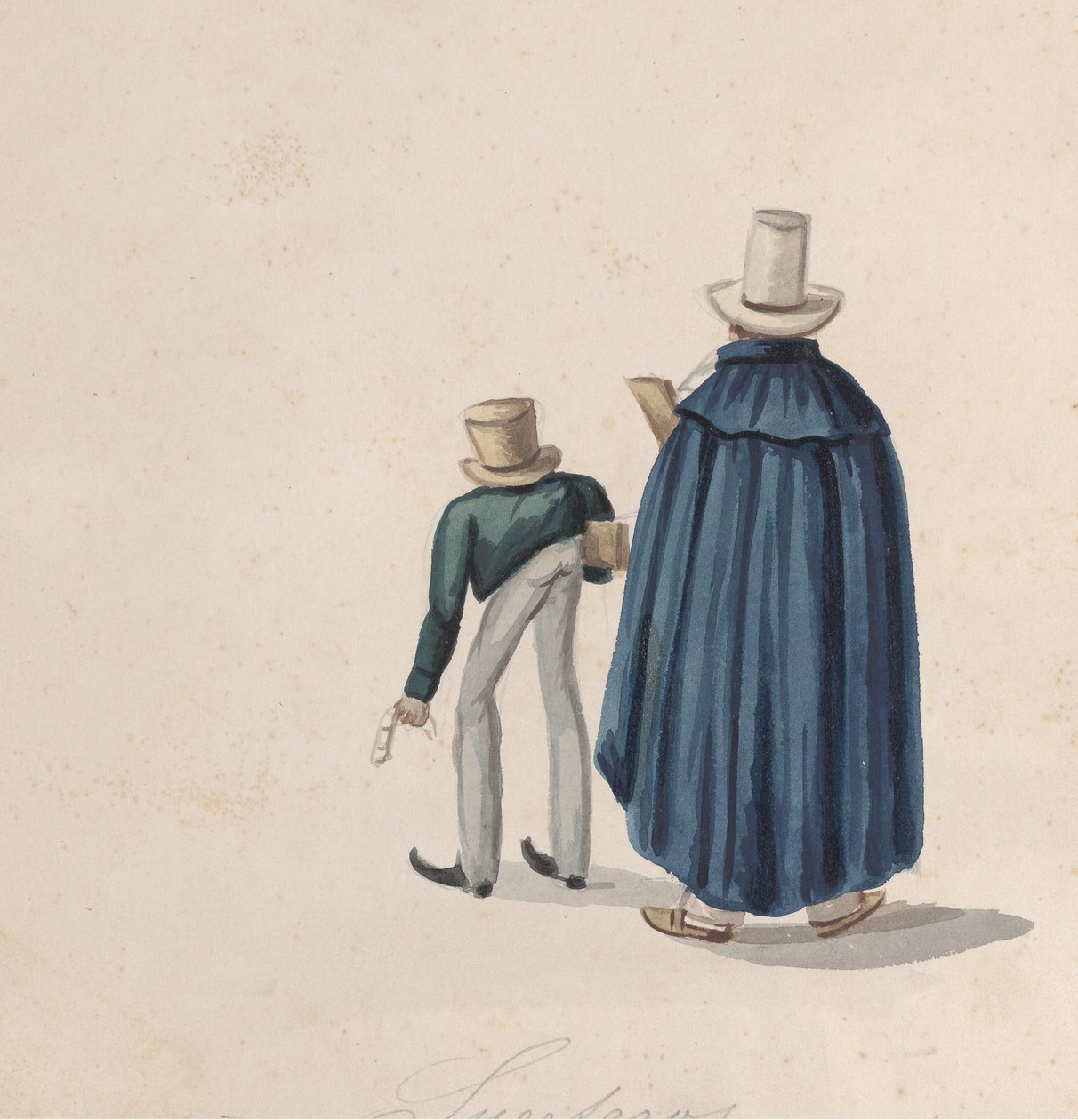 Deux diseuses de bonne aventure péruviennes portant des hauts-de-forme vues de dos - Francisco