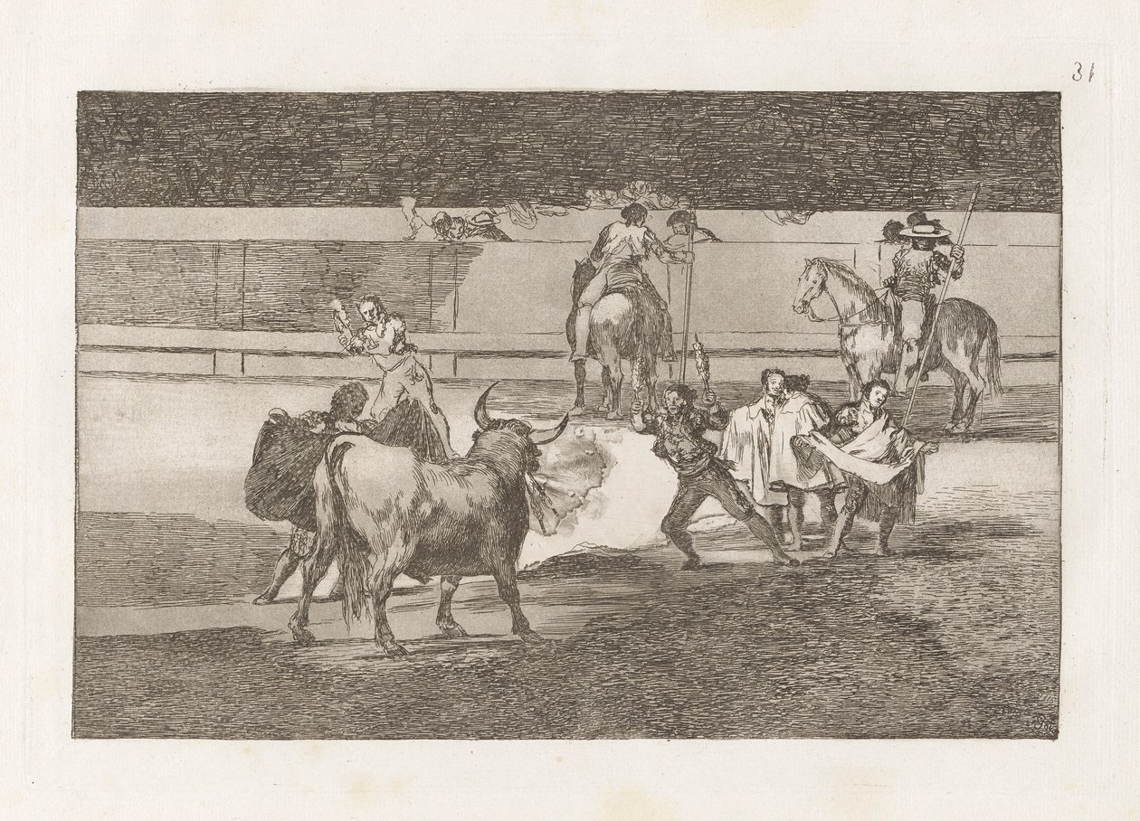 Banderillas de Fuego, Planche 31 de La tauromaquia - Francisco de Goya