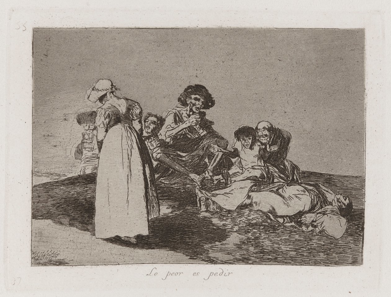 Lo peor es pedir (Le Pire est de Mendier), Planche 55 de Los desastres de la guerra (Les Désastres de la Guerre) - Francisco de Goya