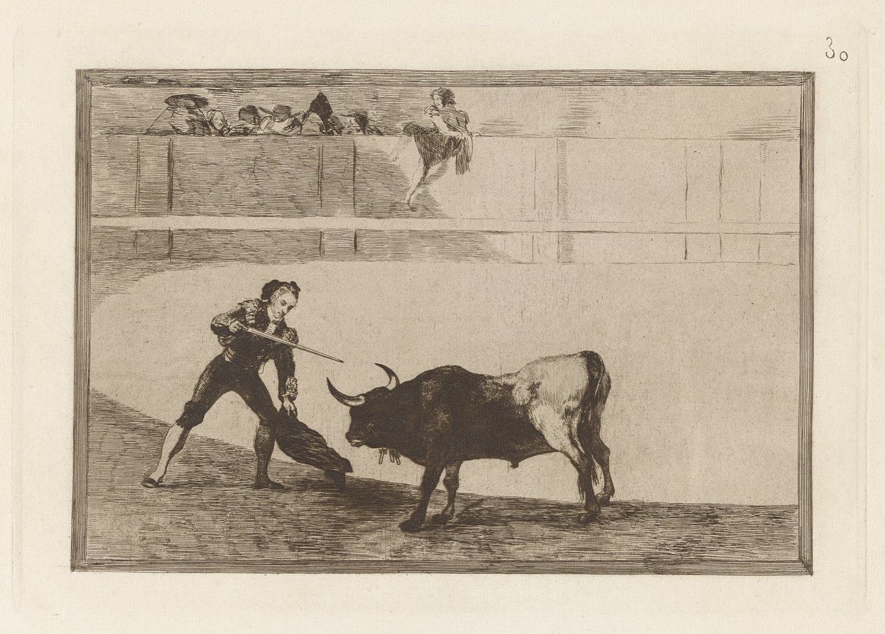 Pedro Romero tuant le taureau arrêté, Planche 30 de La tauromachie - Francisco de Goya