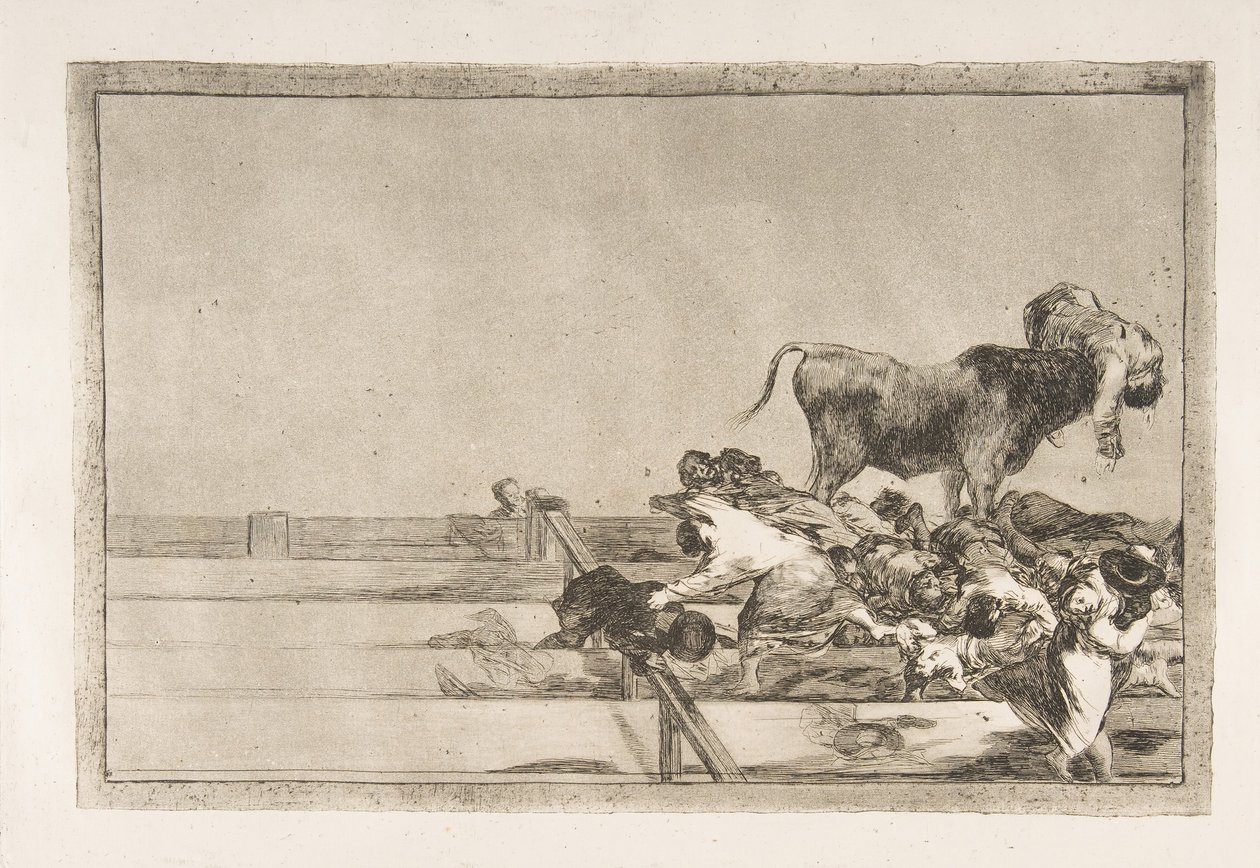 Planche 21 de la Tauromaquia : Événements terribles dans les premières rangées de l