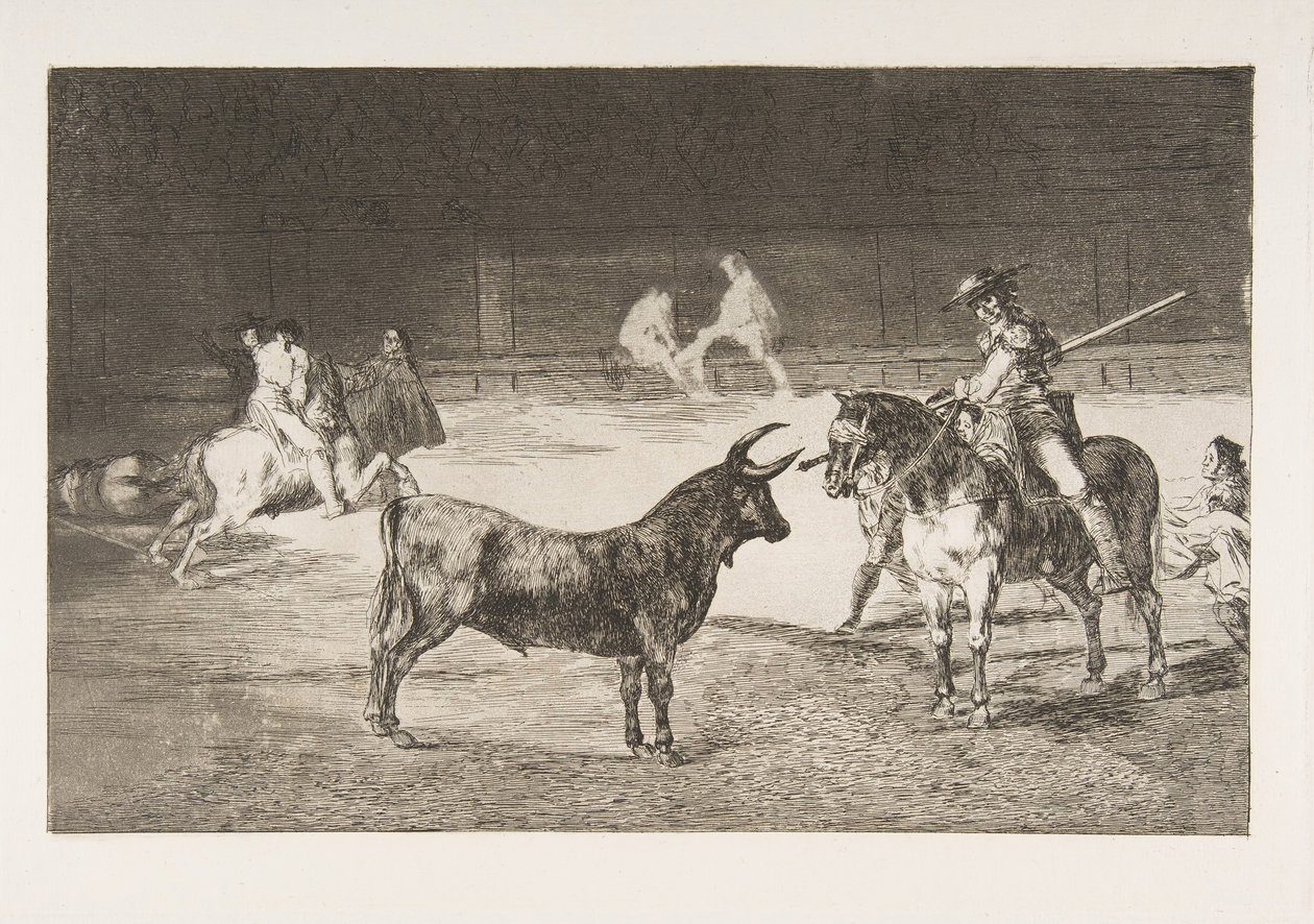 Planche 27 de la Tauromaquia: Le célèbre picador, Fernando del Toro, attire le fier... - Francisco de Goya