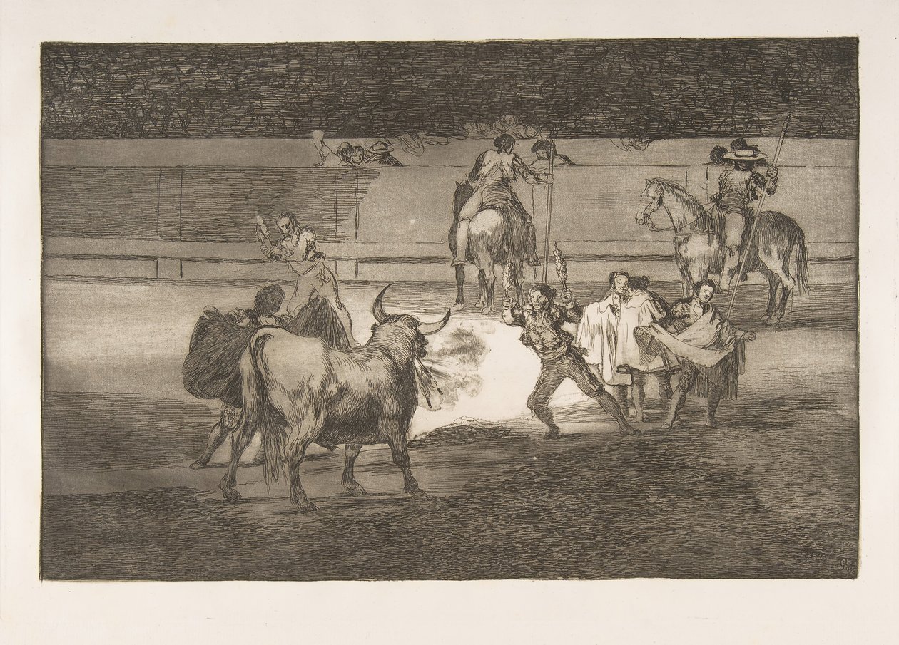 Planche 31 de la Tauromachie : Banderilles avec pétards, 1816 - Francisco de Goya