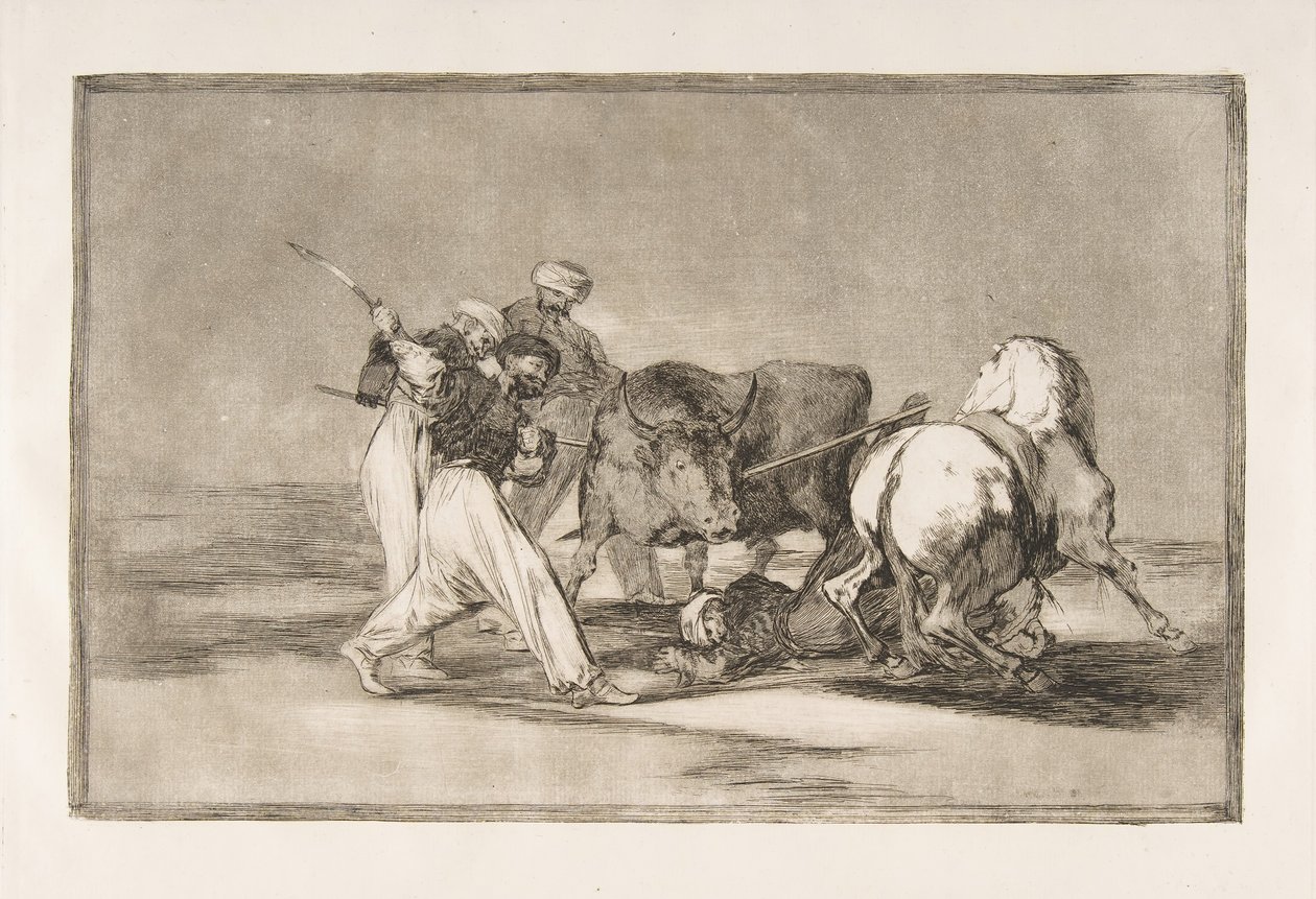 Planche 3 de la Tauromachie : Les Maures installés en Espagne, abandonnant les superstitions, 1816 - Francisco de Goya