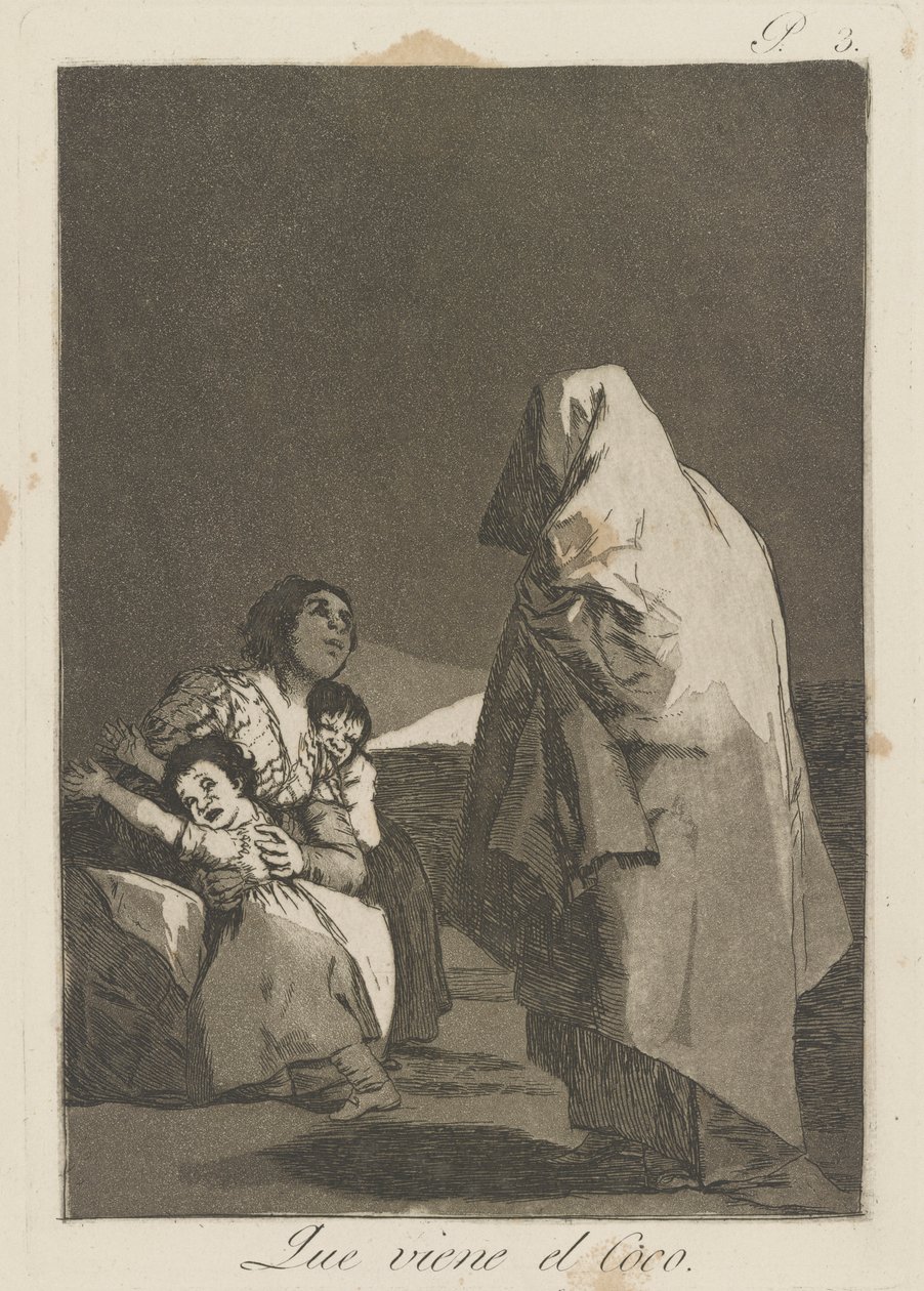Que viene el loco. (Voici le croque-mitaine), pl. 3 de la série Los caprichos - Francisco de Goya