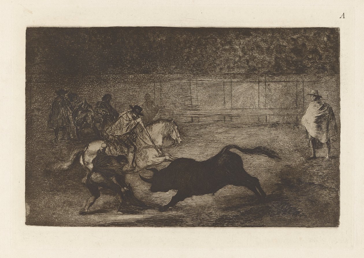 Un cavalier espagnol brisant des  - Francisco de Goya