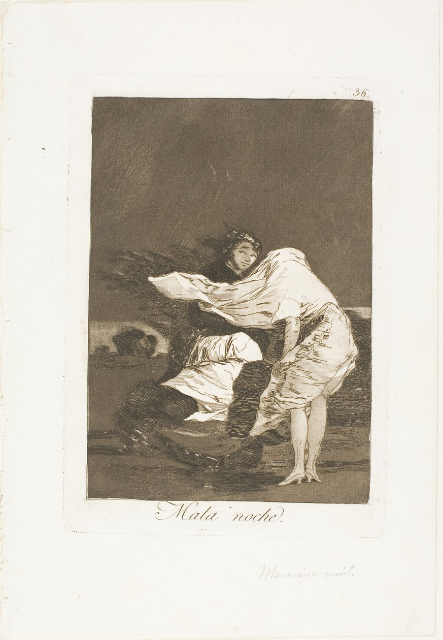 Une Mauvaise Nuit, planche 36 de Los Caprichos - Francisco Jose de Goya y Lucientes