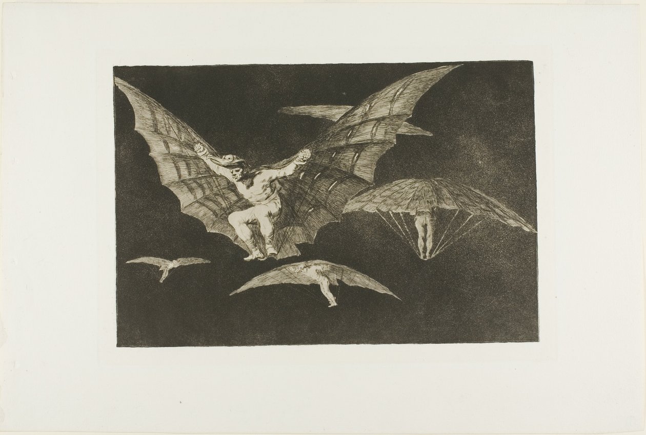 Une manière de voler, de Disparates, publié comme planche 13 dans Los Proverbios (Proverbes) - Francisco Jose de Goya y Lucientes