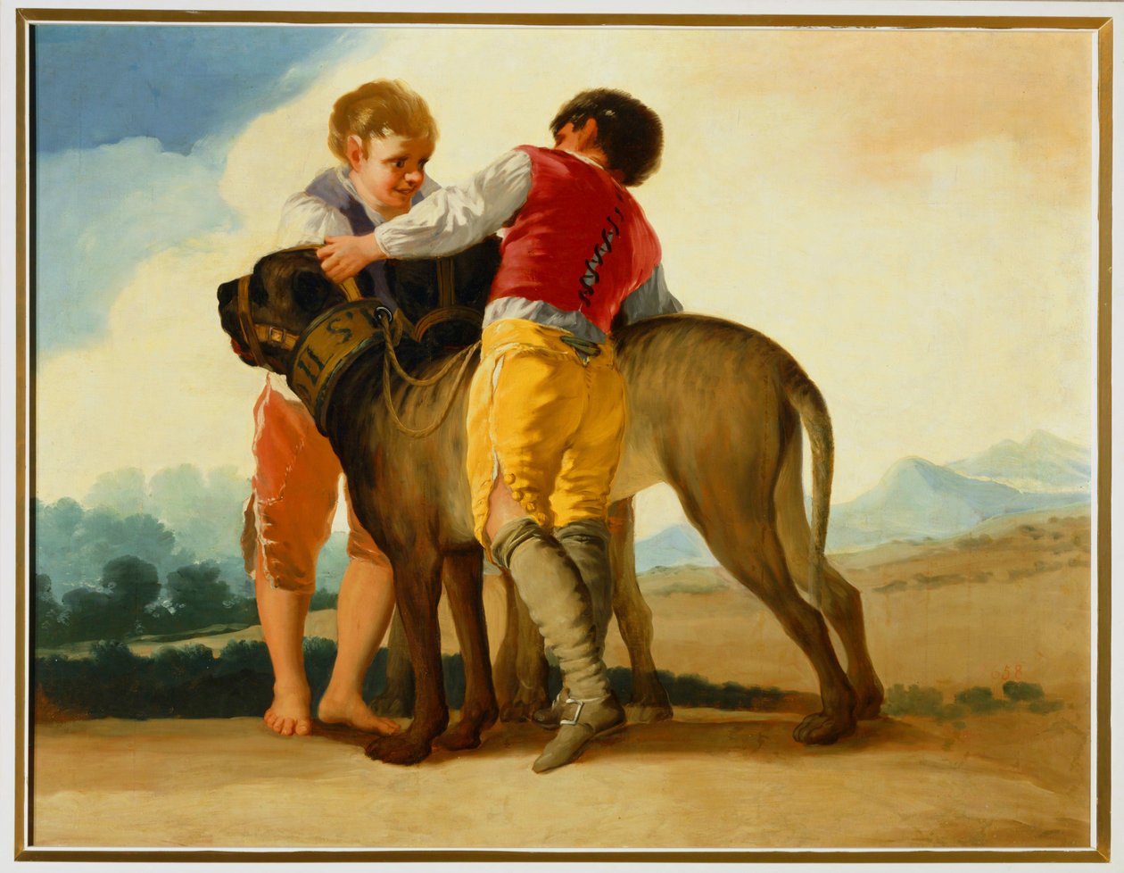 Garçons avec un chien sauvage ... (peinture sur toile) - Francisco Jose de Goya y Lucientes