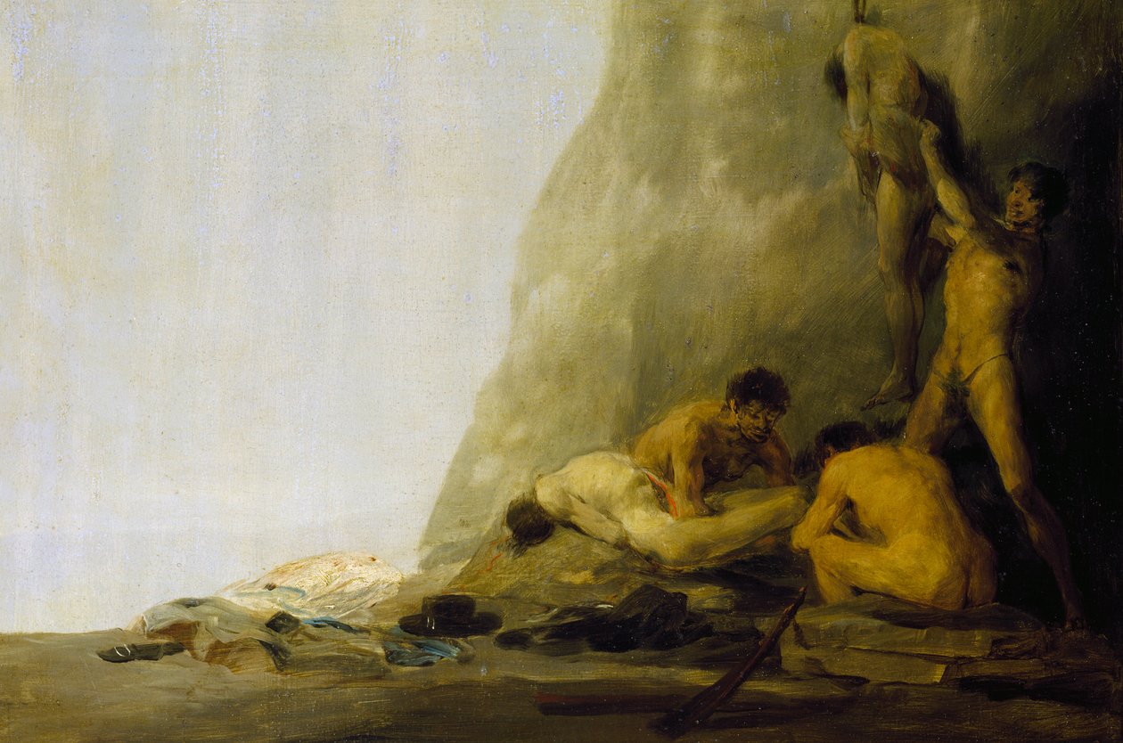 Cannibales préparant leurs victimes, ou Les corps de Jean de Brébeuf et Gabriel Lallemant dépecés par les Iroquois en 1649, vers 1800-08 (huile sur panneau) - Francisco Jose de Goya y Lucientes