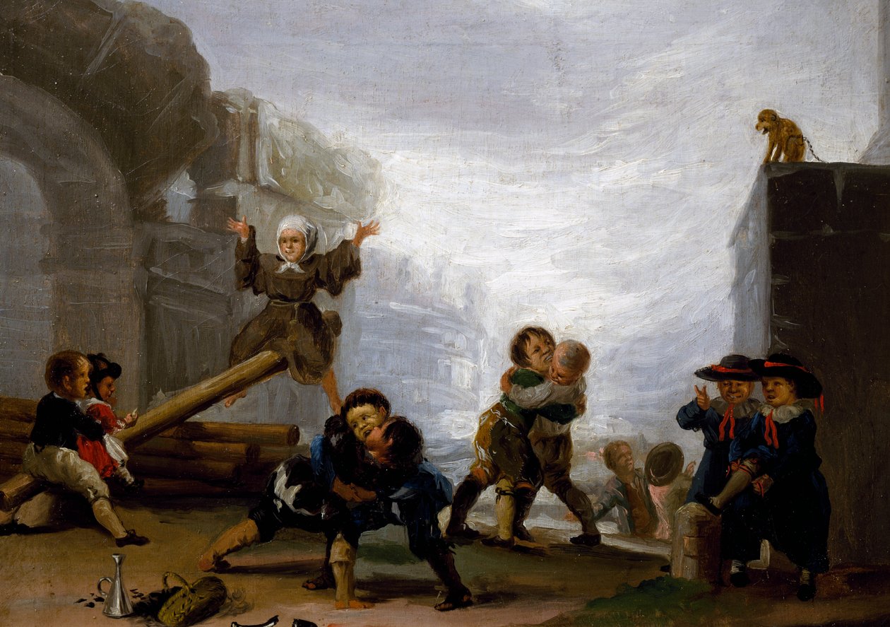Enfants se battant et jouant sur une balançoire - Francisco Jose de Goya y Lucientes