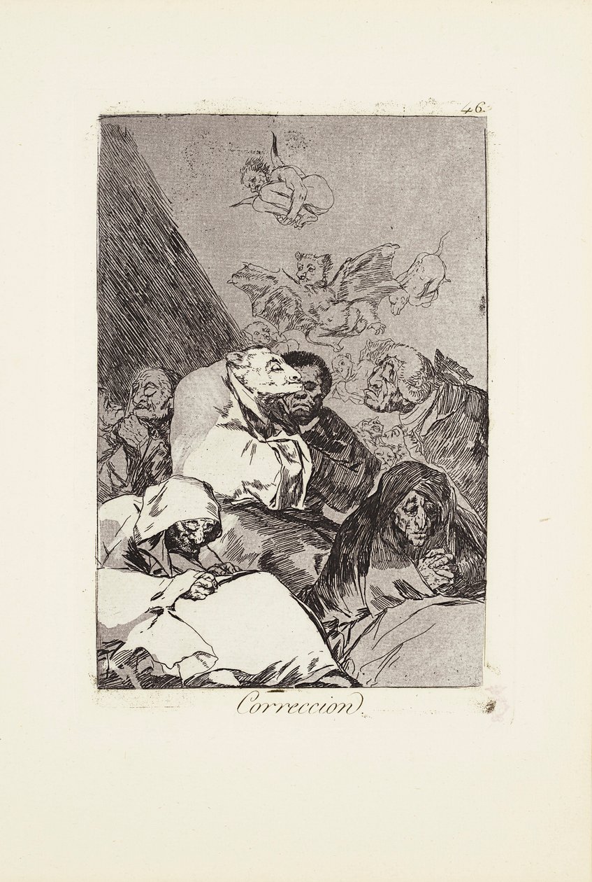 Correction (Correccion) Planche 46 de : Los Caprichos - Francisco Jose de Goya y Lucientes