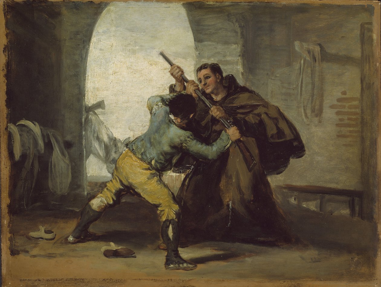 Frère Pedro arrache le fusil à El Maragato, c.1806 - Francisco de Goya