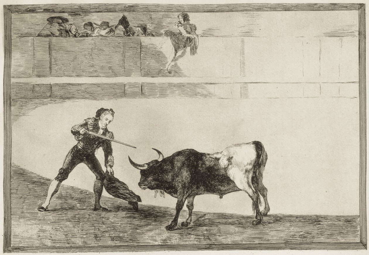 GOYA Y LUCIENTES, Francisco de (1746-1828). Pedro Romero tuant le taureau arrêté. 1816. (25,1 x 35,9 cm). ROMERO, Pedro (1754-1839). Torero espagnol. Planche 30 de « L