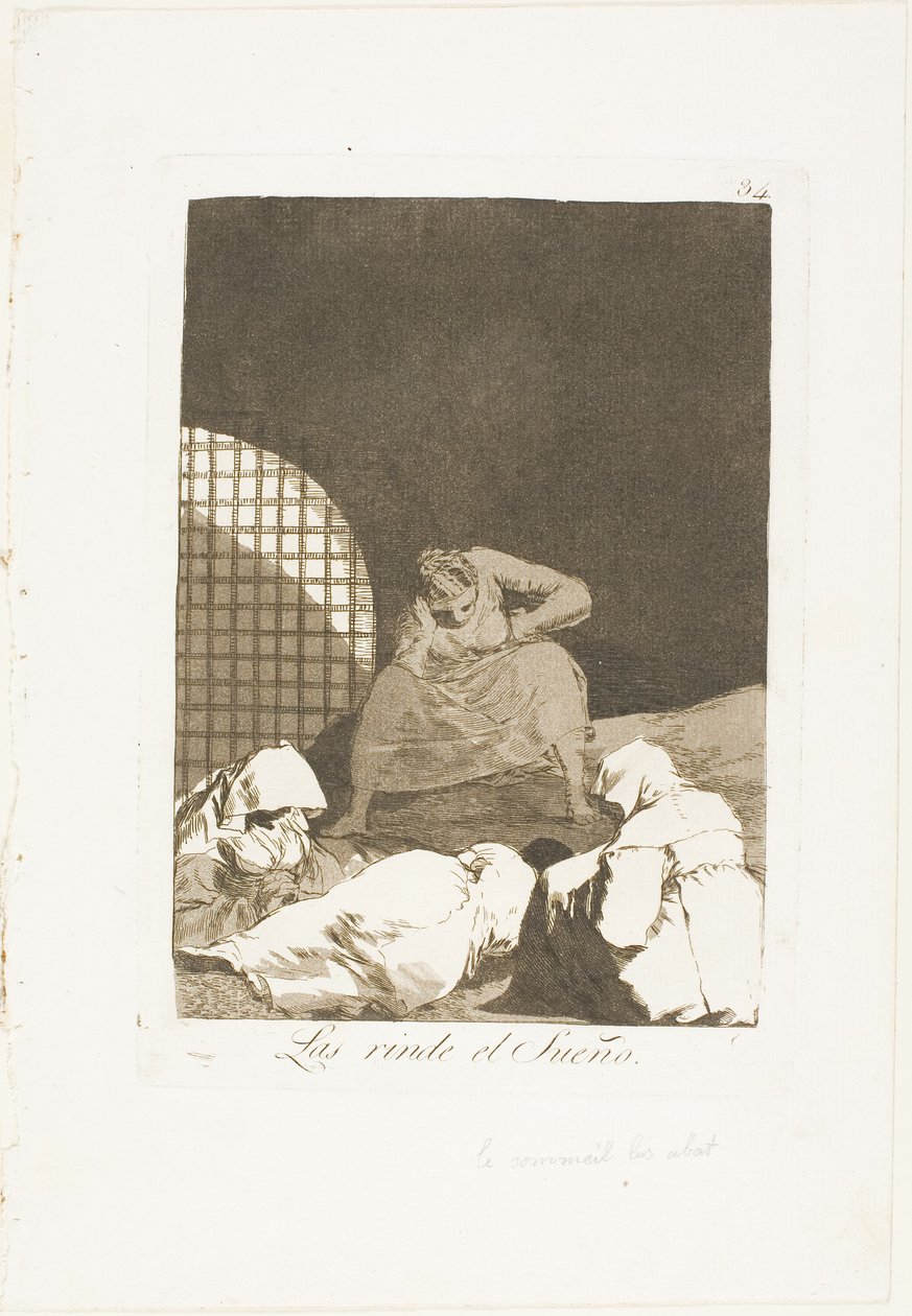 Le sommeil les surmonte, planche 34 de Los Caprichos - Francisco Jose de Goya y Lucientes