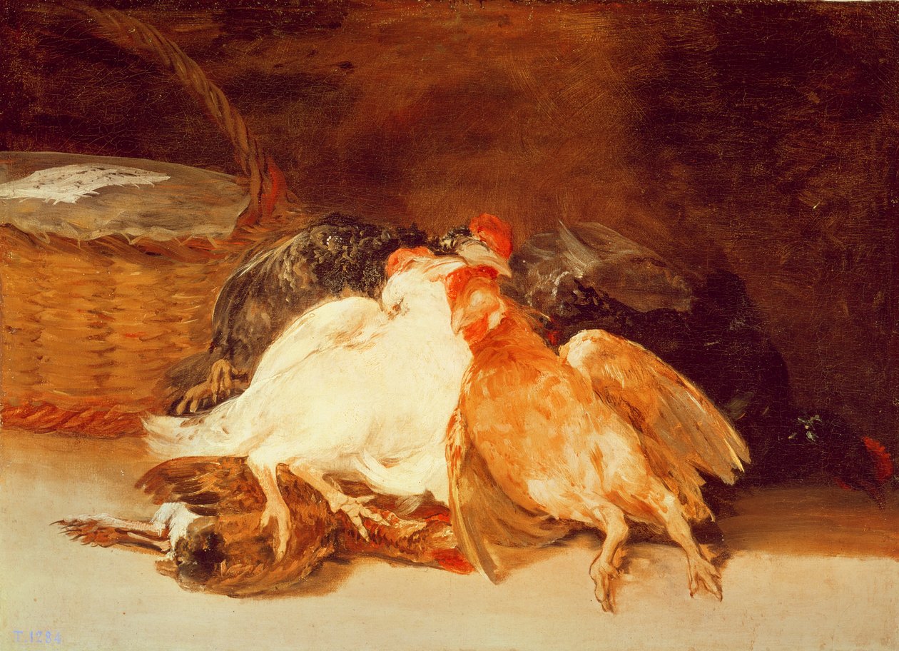 Nature morte avec des poulets morts et un panier en osier - Francisco de Goya