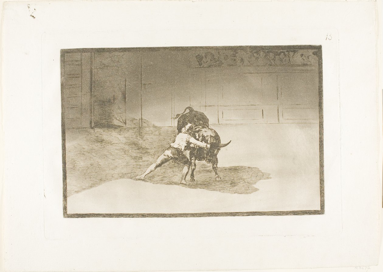 Le célèbre Martincho place les banderilles, jouant le taureau avec le mouvement de son corps, planche 15 de L