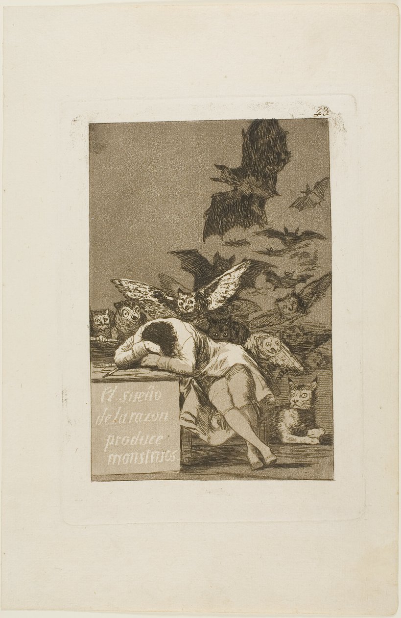 Le sommeil de la raison engendre des monstres, planche 43 de Los Caprichos - Francisco Jose de Goya y Lucientes