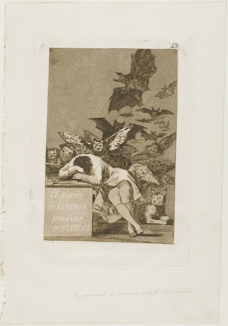 Le sommeil de la raison engendre des monstres, planche 43 de Los Caprichos - Francisco Jose de Goya y Lucientes