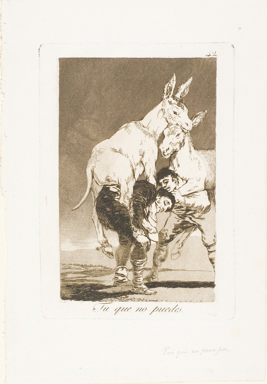 Toi qui ne peux pas, planche 42 de Los Caprichos - Francisco Jose de Goya y Lucientes