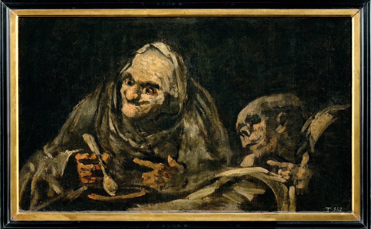Deux vieillards en train de manger (peinture sur toile) - Francisco Jose de Goya y Lucientes